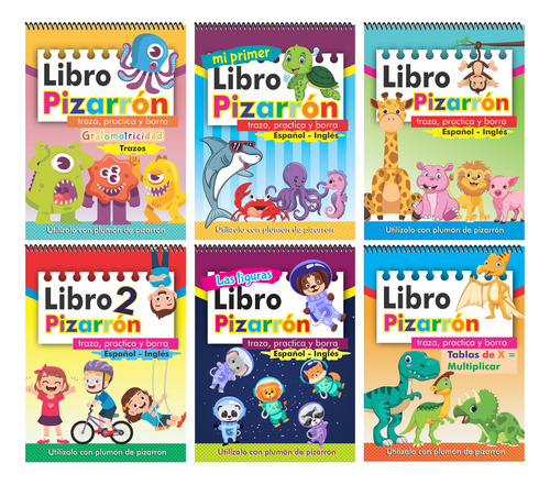 Colección De 6 Libros Pizarrón: Escribe, Practica Y Borra