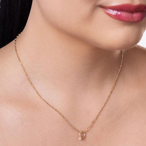 Pingente Mini Anel Solitario Com 1 Zirconia 542945 Cor Dourado