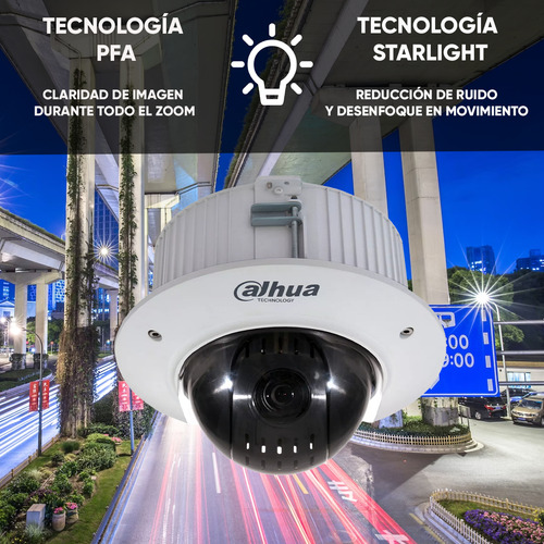 Dahua Cámara Ptz Domo Sd42c215-hc-la Resolución de 2MP 15x de Zoom Óptico Montaje en Plafón o Techo Falso Tecnología Starlight Protecciones Antivandálica IK10 Color Blanco