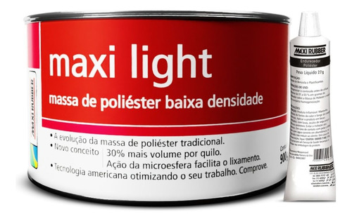 Massa Poliester Maxi Light Maxi Rubber 900g Tecnologia Eua