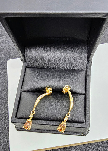 Aretes De Oro Amarillo 14k Esmeraldas Con Diamantes (Usado)