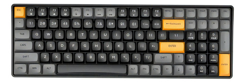 Teclado Gamer Mecânico Sem Fio Aigo A100 Switch Yellow Cor de teclado Preto e Cinza Idioma Inglês internacional