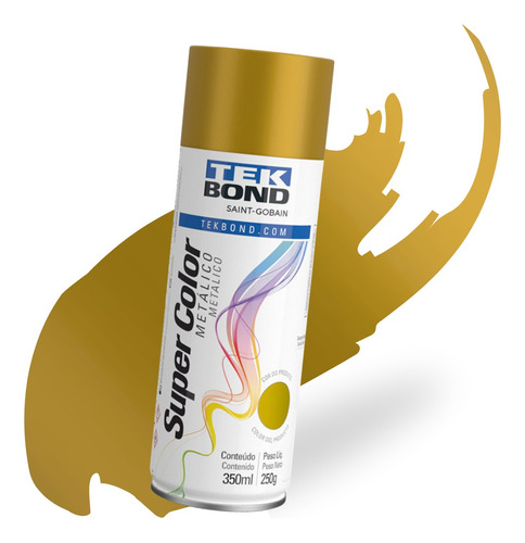 Tinta Spray Super Color Metálica 350ml Ouro Tekbond