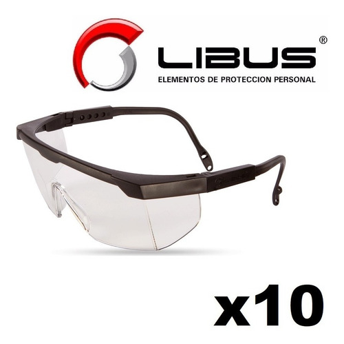 Imagen 1 de 3 de Caja X 10 Anteojos De Seguridad Libus Argón Hc Transp Y Fumé