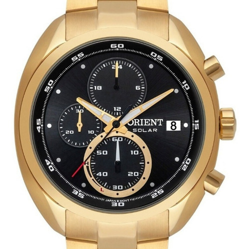 Relógio Orient Masculino Solar Mgssc034 P1kx Dourado Preto