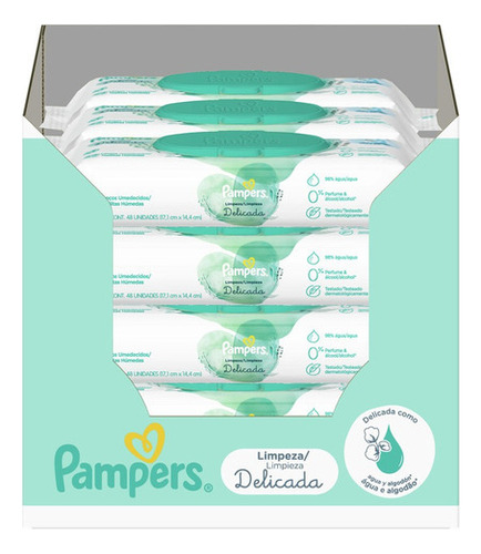 Kit lenços umedecidos limpeza delicada 576 unidades Pampers