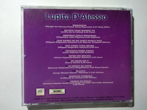 Lupita D'alessio Exitos Cd Promo Novedades Impecable (Usado)