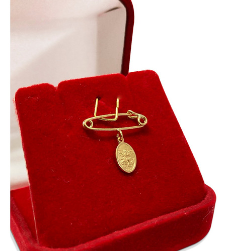 Alfinete De Ouro 18k Com Pingente São Miguel Arcanjo (av) Cor Amarelo