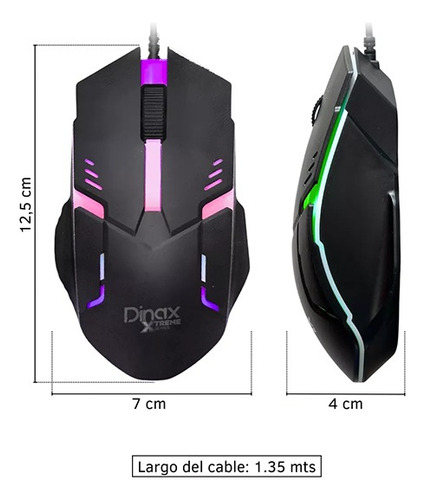 Mouse Gamer Retroiluminado Rgb Dinax Xtreme Series Negro