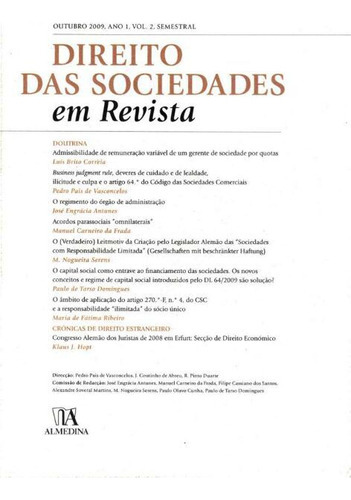 Direito Das Sociedades Em Revista - Ano 01 -vol.02, De Editora Almedina., Vol. Direito Comercial. Editora Almedina, Capa Mole Em Português, 20