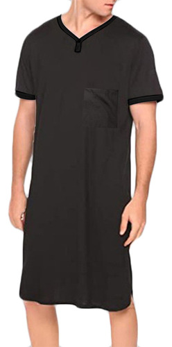 Camisón De Manga Corta Para Hombre, Vestido Largo Con Cuello