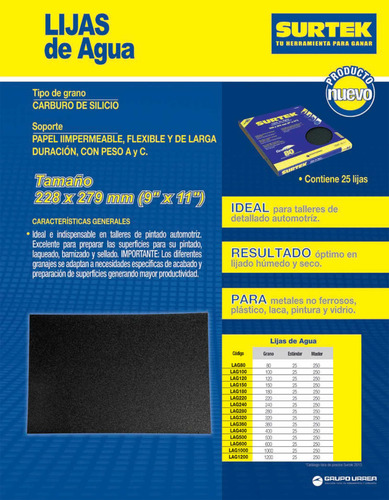 Lija Agua Grano 150 Surtek Lag150