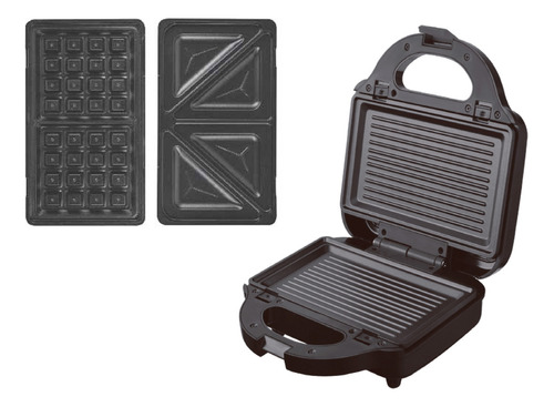 Sandwichera Grill Wafflera 3 En 1 Rotel Negra 750w 220v