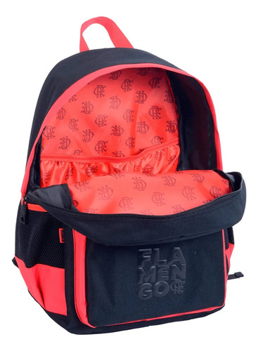 Mochila De Costas Escolar Juvenil Flamengo C/ Estojo Duplo Cor Preto