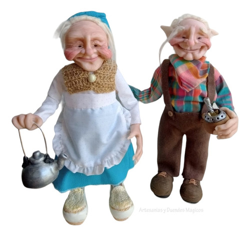 Pareja De Duendes En Porcelana Fria