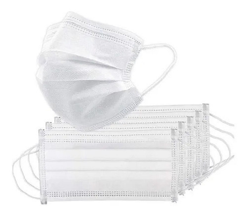 Imagem 5 de 9 de Kit 50 Máscaras Descartáveis Branca Tripla Clip Nasal Septi