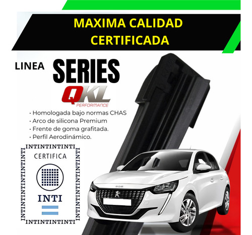 Escobillas Limpiaparabrisas Para Peugeot 208 2021 Al 2024 Negro