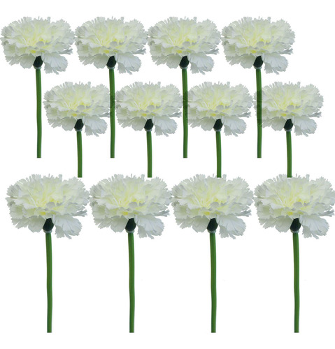 Ramo Seda Flor Clavel Artificial 12 Tallo Whte