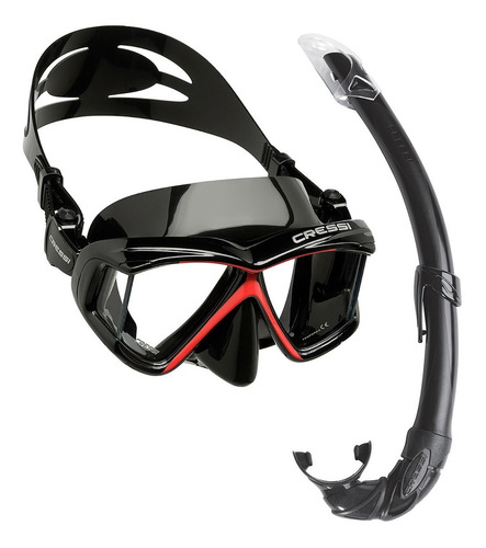 Kit De Mergulho Cressi Máscara Pano 4 Snorkel Mexico Simples Cor Preto/vermelho