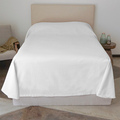 Colcha Blanca Individual Hotel Collection Color Blanco Rombos