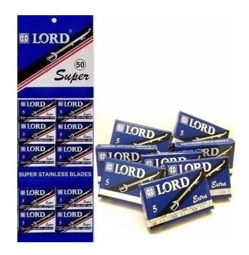 Imagem 3 de 5 de Cartela 10 X 5 Lâminas Para Barbear 50 Lord Super Inox C/ Nf