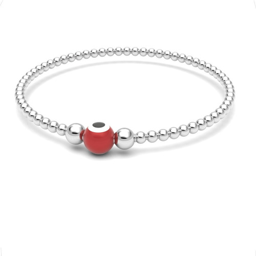 Imagen 2 de 9 de Pulsera Bolitas De Plata 925 Y Ojo Turco Amuleto Agálea