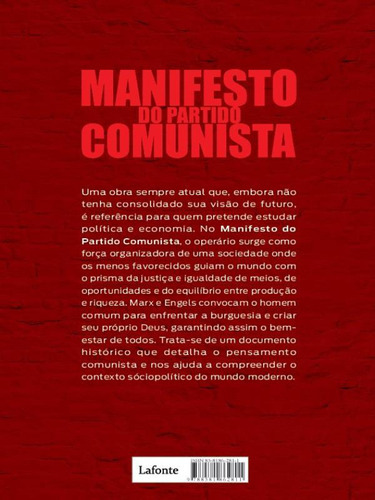 Manifesto Do Partido Comunista, De Engels, Fridrich. Editora Lafonte, Capa Mole, Edição 1ª Edição - 2018 Em Português