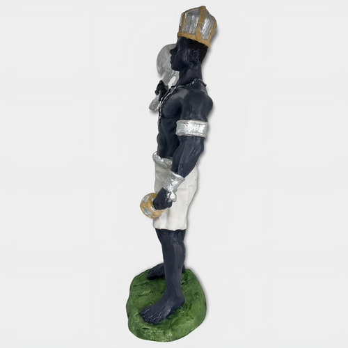 Escultura Xangô Ayrá Branco Em Resina 26 Cm