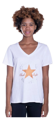 Remera Converse Lifestyle Mujer  Metals Patch Blanco Blw