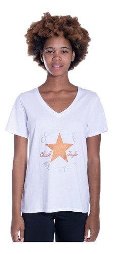 Remera Converse Lifestyle Mujer  Metals Patch Blanco Fuk