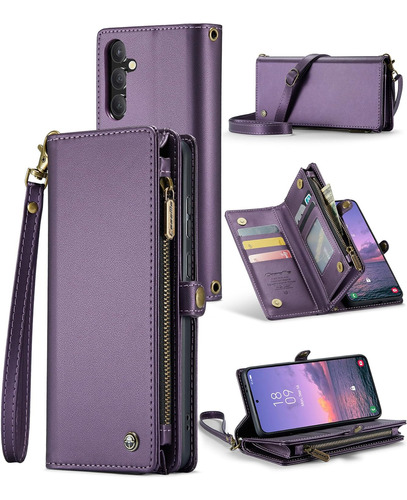 Funda Tipo Billetera Retro Para Samsung Galaxy S24 - Purpura