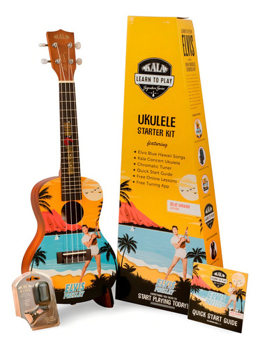 Kit de concierto de ukelele Kala Elvis Blue Havaii para aprender a tocar