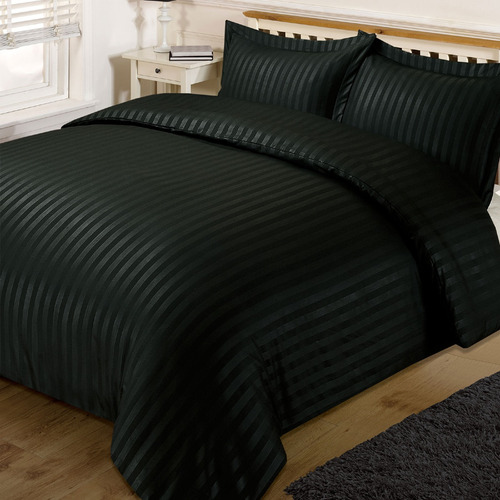 Duvet Cover Negro Líneas Microfibra Doble