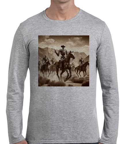 Remera Hombre Ml Robots En Caballo Por El Lejano Oeste