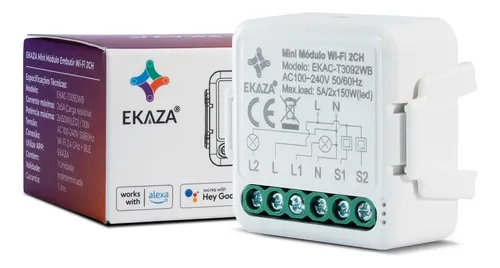 Interruptor Wi-fi Inteligente Ekaza 2 Canais Cor Branco Corrente ...