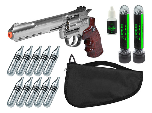 Pistolada Revólver Co2 4,5 + Munição + 10 Co2 + Capa + Óleo
