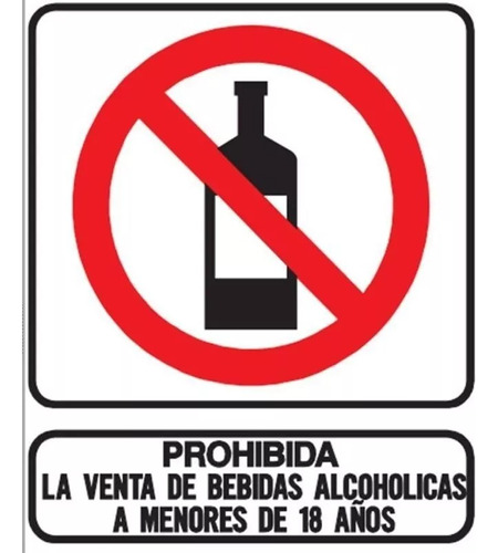 Cartel Prohibida Venta Bebida Alcohólica Menores 18 40x45 Cm