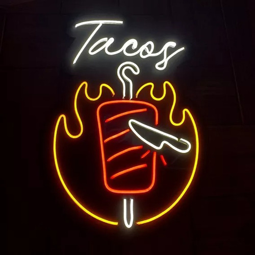 Letrero Led Neon En Acrilico De 3 Mm 40*30cm Tacos Pastor