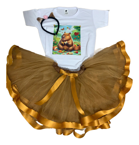 Capibara Disfraz(remera Y Tutu) Marrón Todos