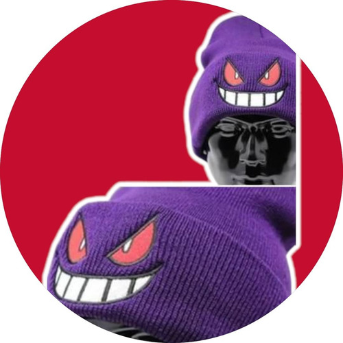 Gorro Pokémon Gengar Bordado Otoño - Invierno Morado Única Lisa