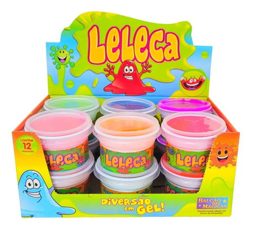 Slime Massinha Acrilex Leleca Amoeba Caixa 12 Potes Sortidos Coloridos