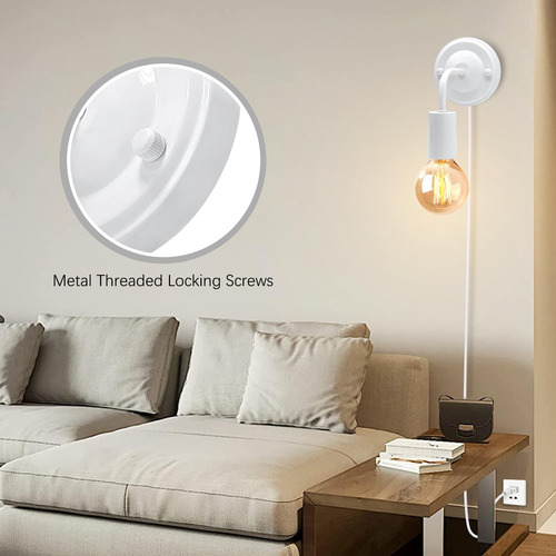Feyaim Lámpara De Pared Industrial Con Cable De Enchufe De 5