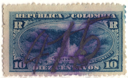 Colombia 10 Centavos Recomendado 1917 Estampilla R 21