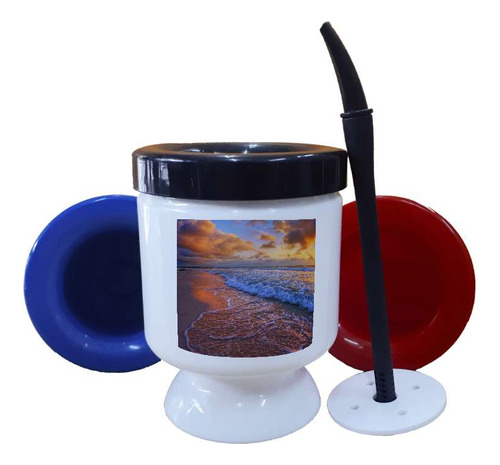 Mate Plastico Mar Atardeceder Amanecer Olas Orilla 2