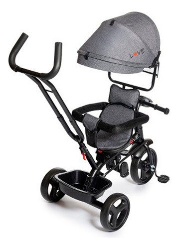 Triciclo Giro 360° Love 044 Luz Y Sonido Con Capota Gris