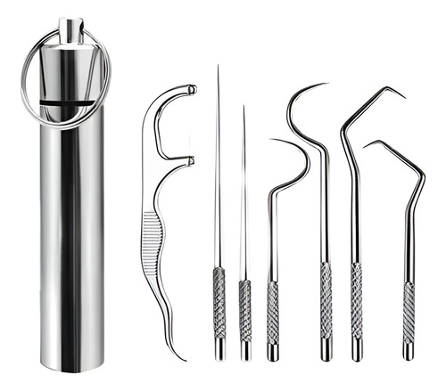 Palillos De Dientes Mondadientes De 7 Pz Acero Inox. Llavero