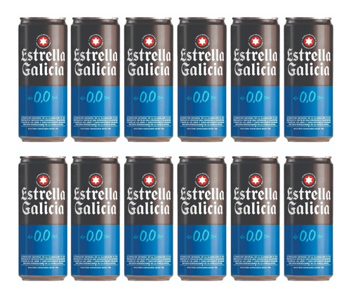 Cerveza Estrella Galicia 0,0 % Sin Alcohol 330 Ml Pack X 12