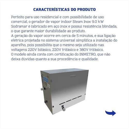 Sauna Steam Sodramar 12kw 18m3 Trif. Painel Touch Completa