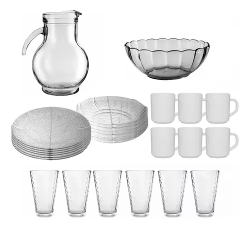 Set Vajilla Completa Platos Duralex Vasos Cubiertos 6 Pers.