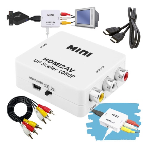 Adaptador Para Tv De Tubo Hdmi Para Av Kit Completo Cabos